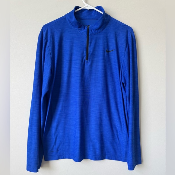 Nike Breathe Dri-Fit Royal Blue Quarter-Zip Top - Picture 1 of 7